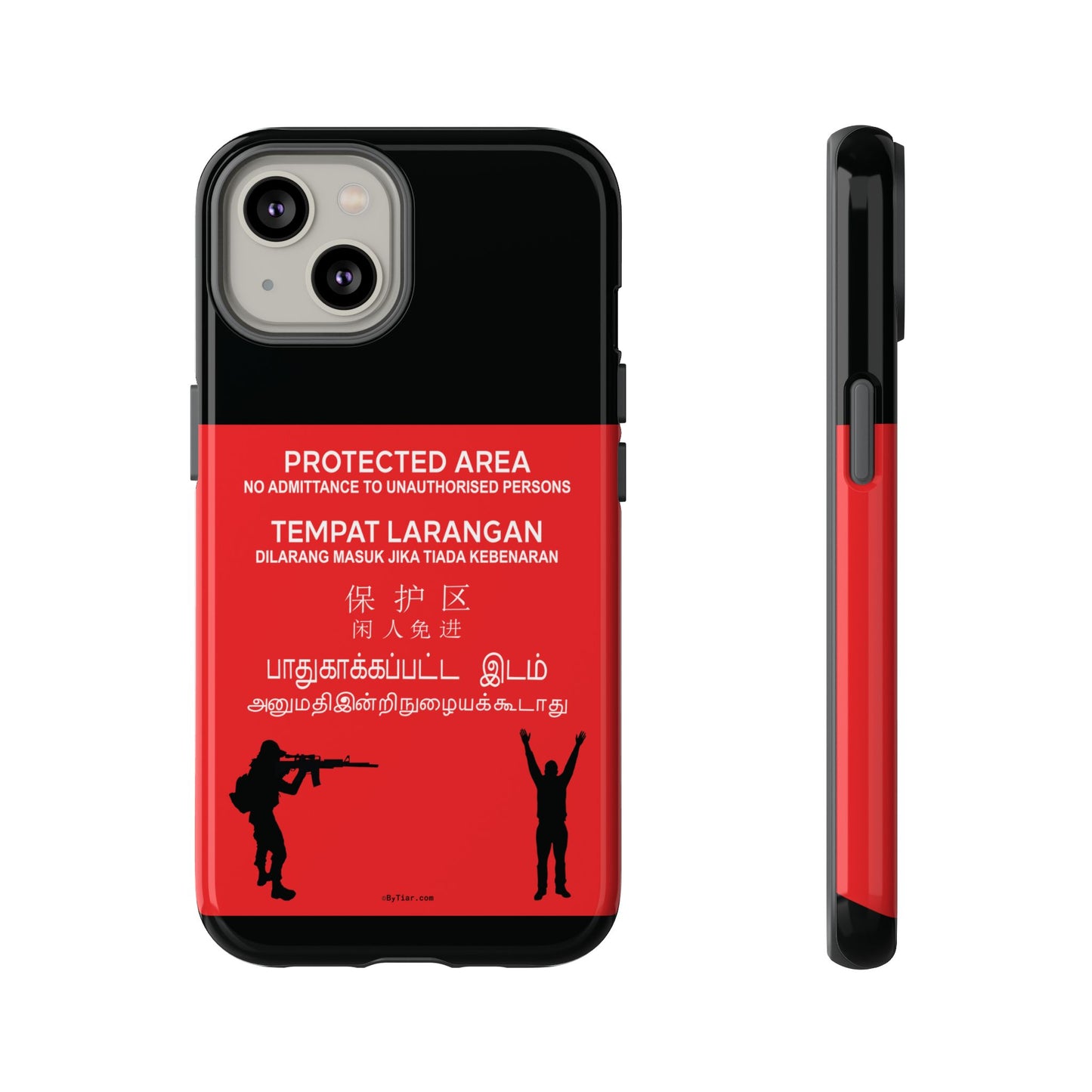 ByTiar "Protected Area" Black Background Phone Case: Tough Cases