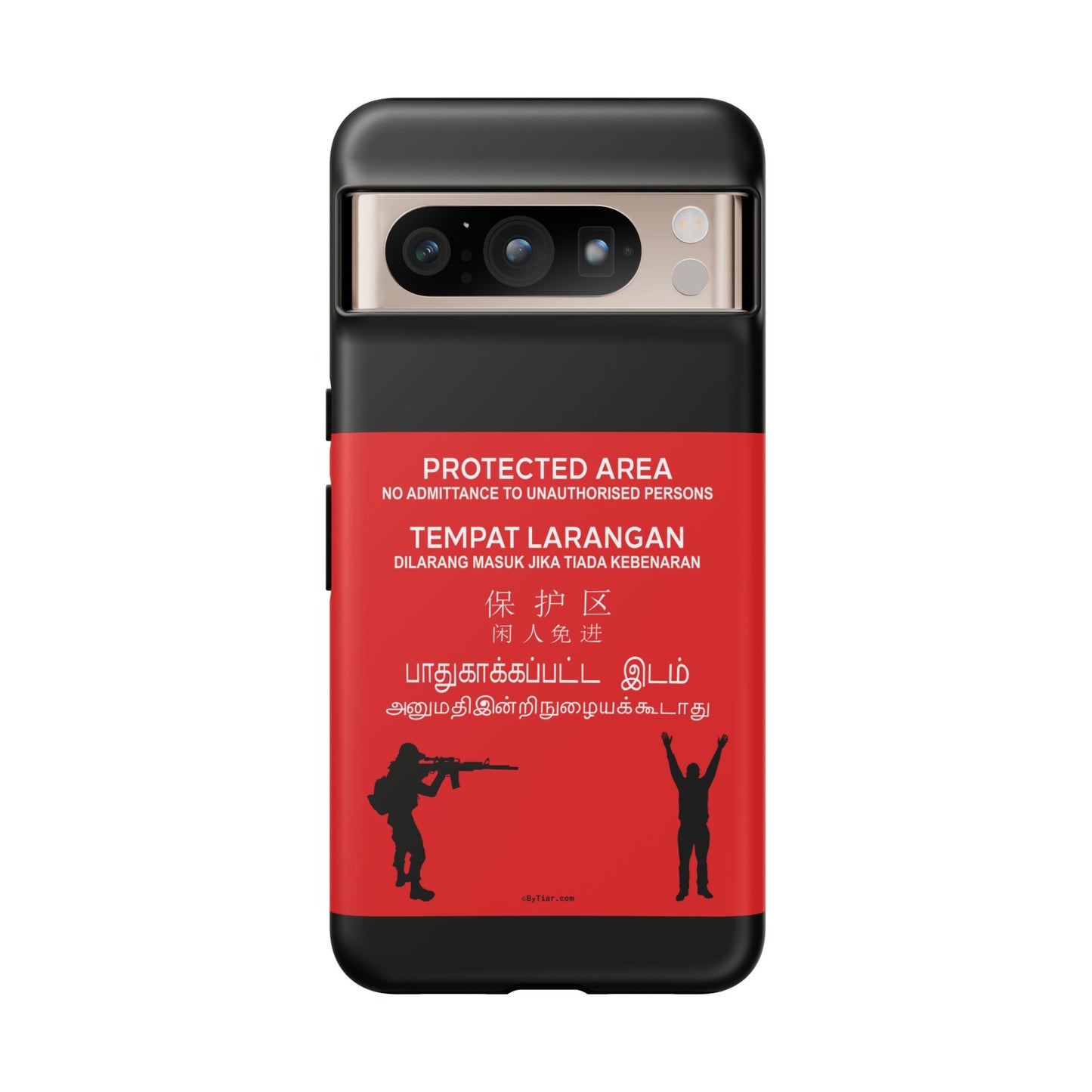 ByTiar "Protected Area" Black Background Phone Case: Tough Cases