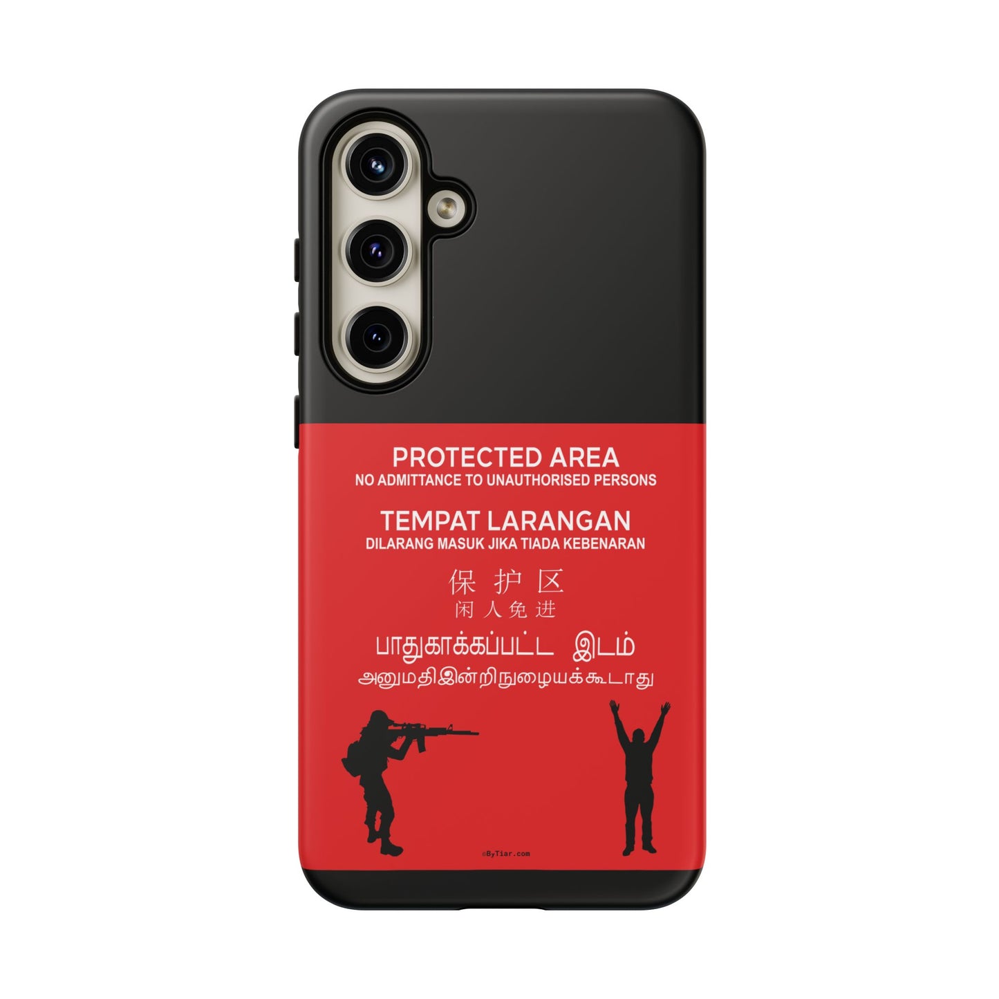 ByTiar "Protected Area" Black Background Phone Case: Tough Cases