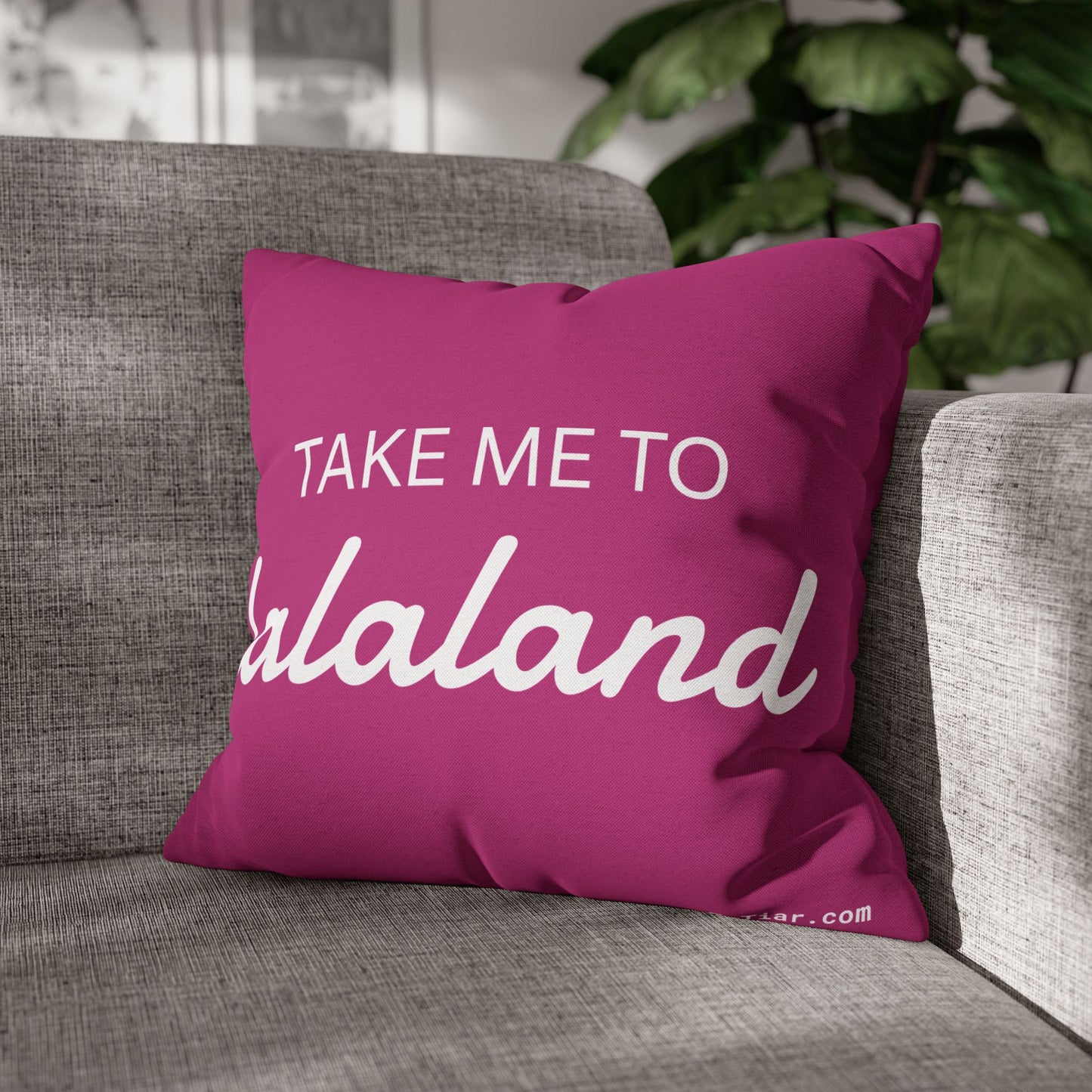 ByTiar Take Me To Lalaland: Spun Polyester Square Pillowcase In Pink. Order and unlock the door to dreamland!