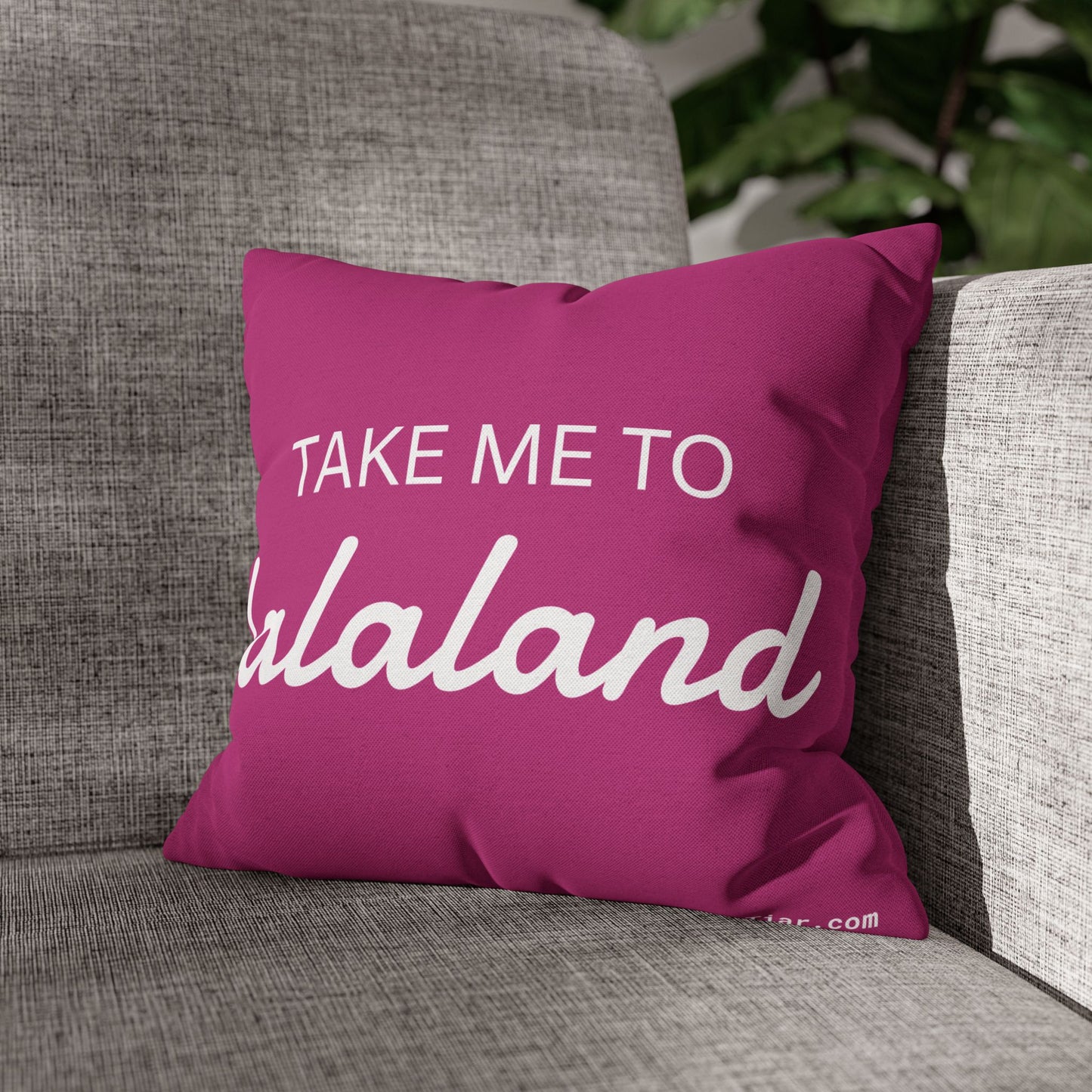 ByTiar Take Me To Lalaland: Spun Polyester Square Pillowcase In Pink. Order and unlock the door to dreamland!