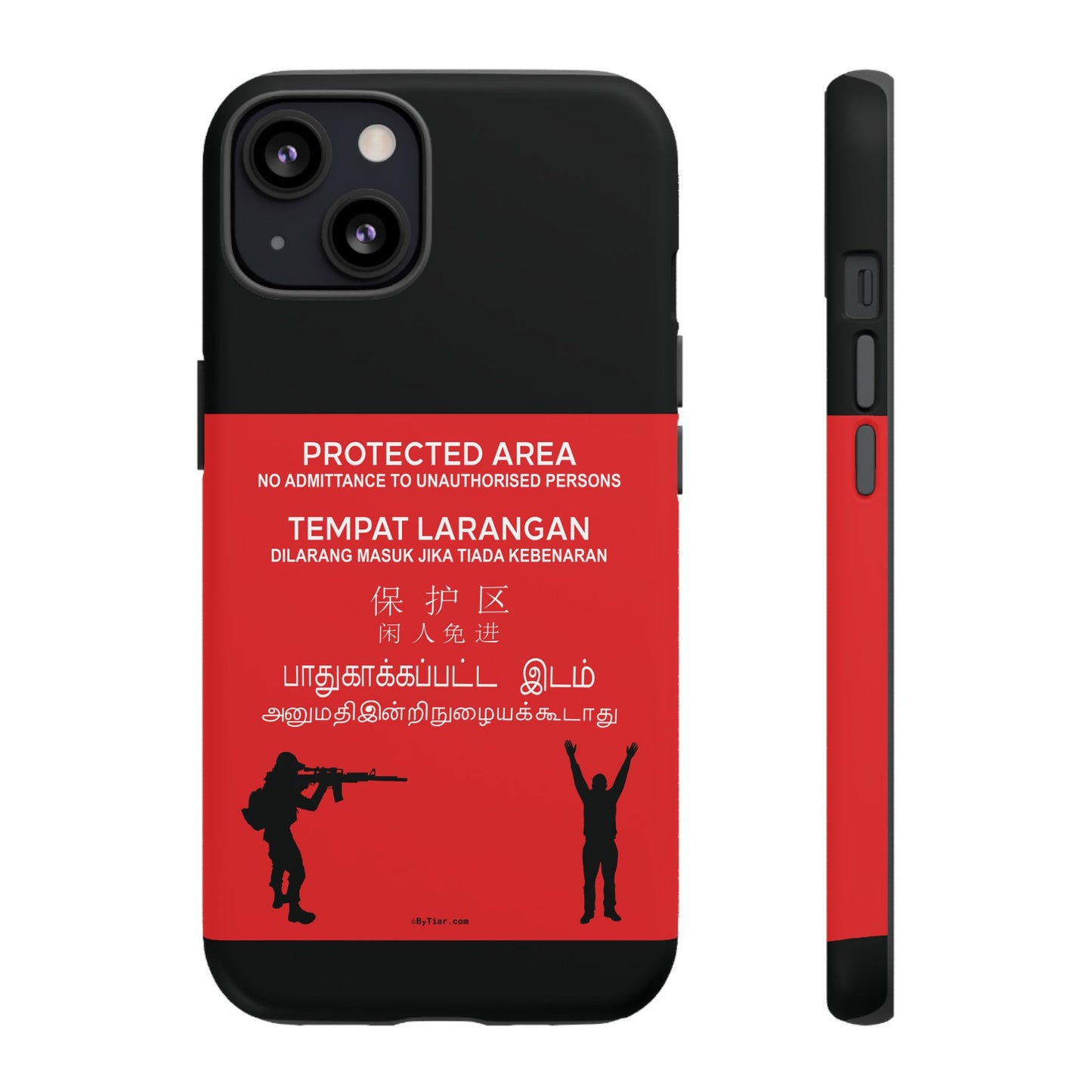 ByTiar "Protected Area" Black Background Phone Case: Tough Cases