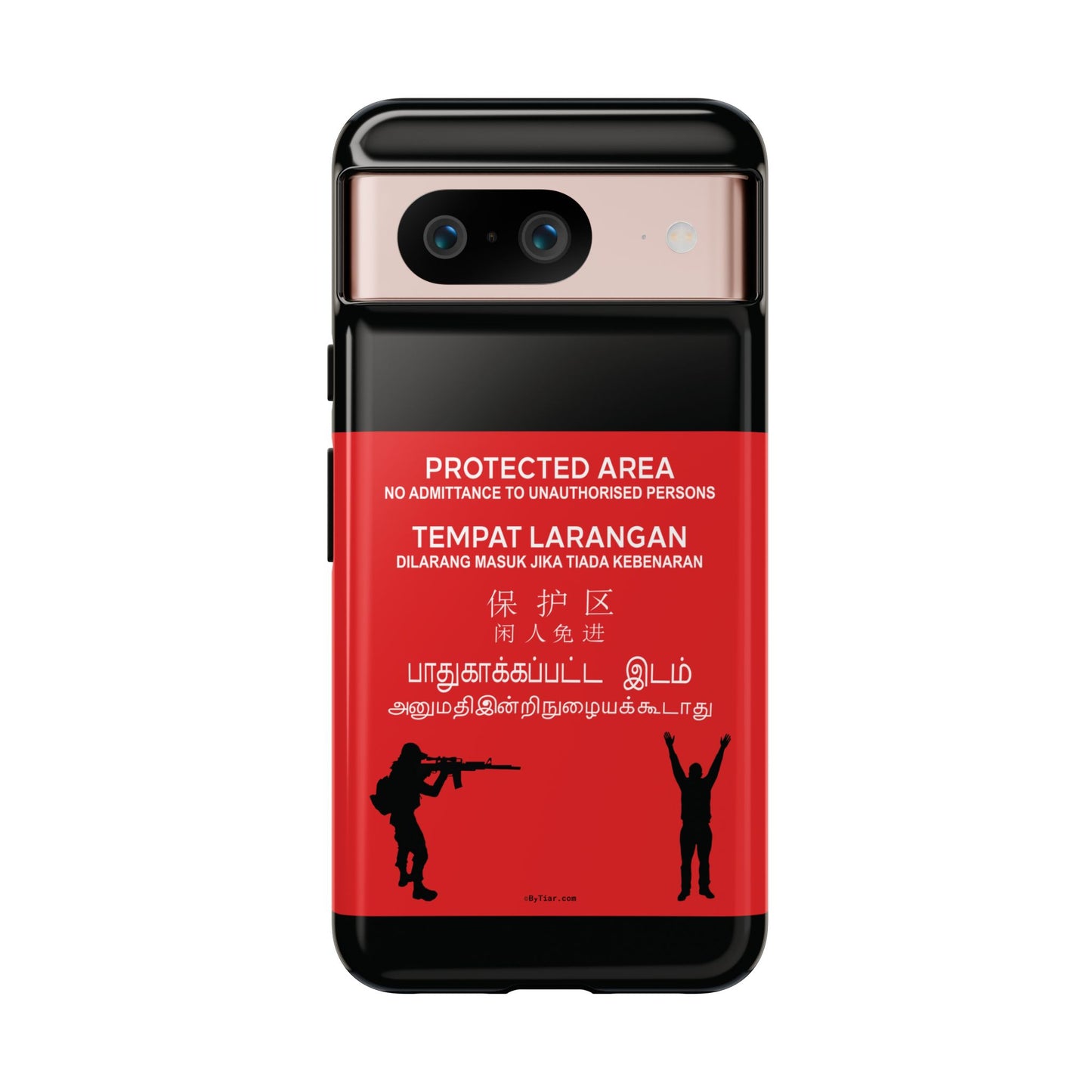 ByTiar "Protected Area" Black Background Phone Case: Tough Cases