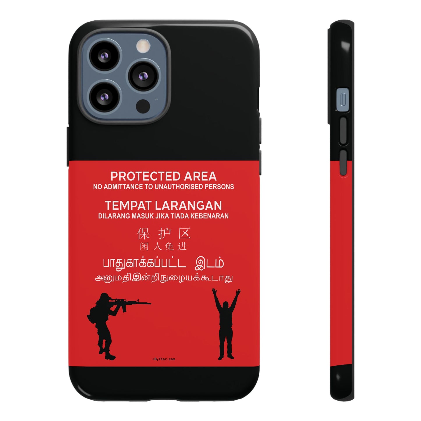 ByTiar "Protected Area" Black Background Phone Case: Tough Cases