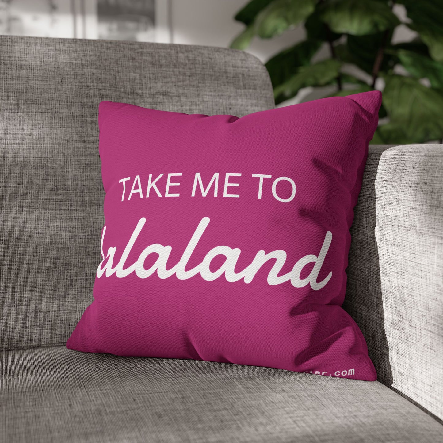 ByTiar Take Me To Lalaland: Spun Polyester Square Pillowcase In Pink. Order and unlock the door to dreamland!