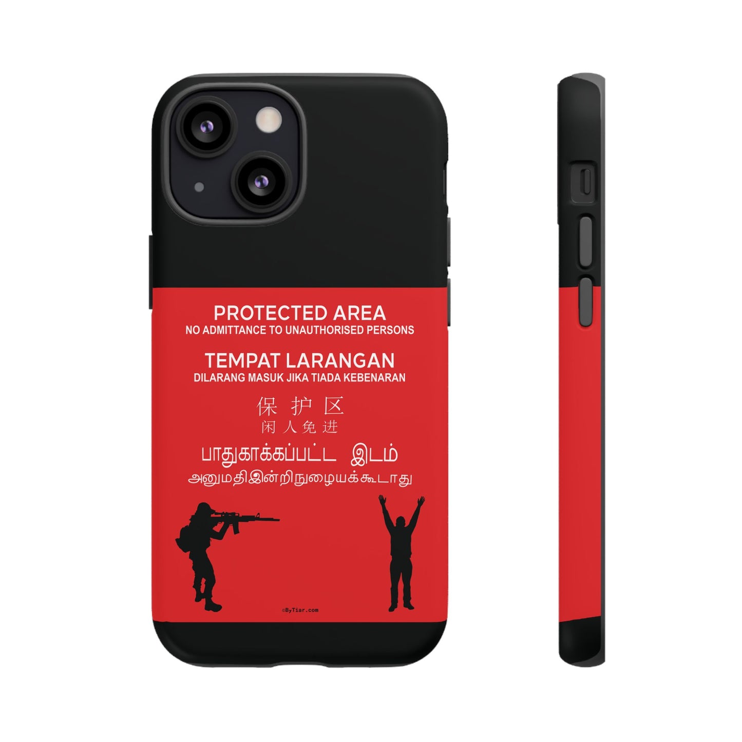 ByTiar "Protected Area" Black Background Phone Case: Tough Cases