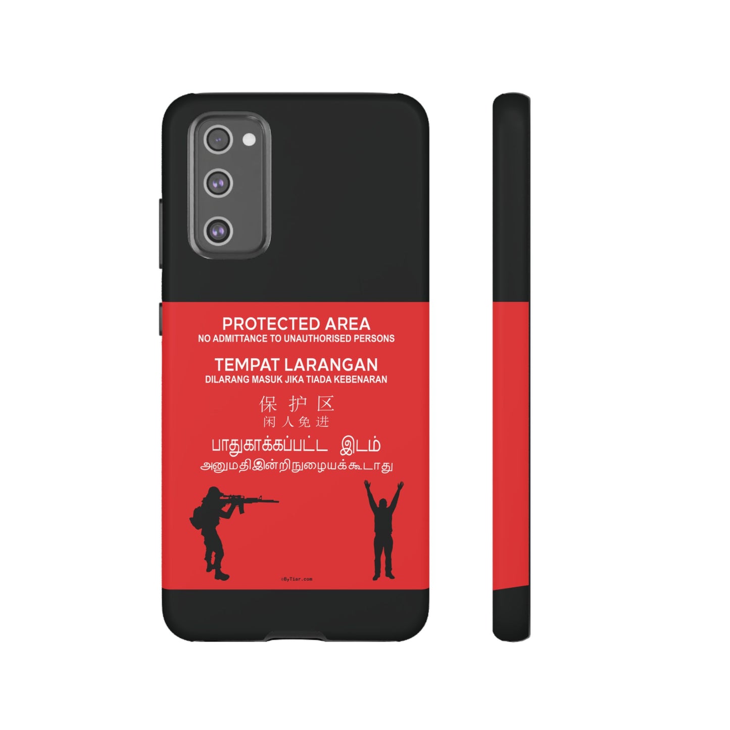 ByTiar "Protected Area" Black Background Phone Case: Tough Cases