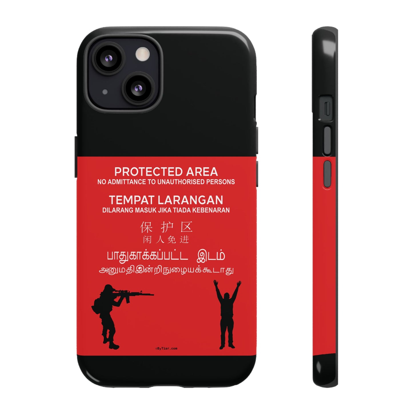 ByTiar "Protected Area" Black Background Phone Case: Tough Cases