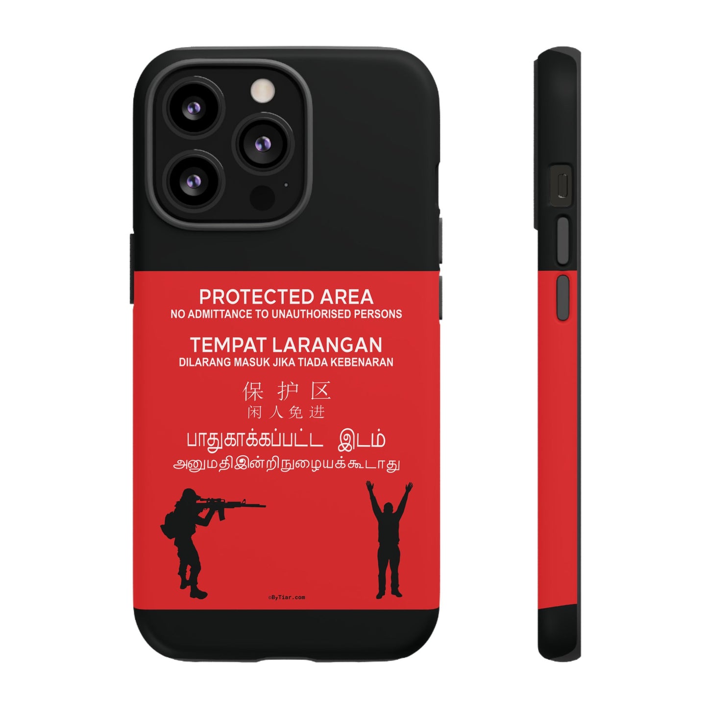 ByTiar "Protected Area" Black Background Phone Case: Tough Cases