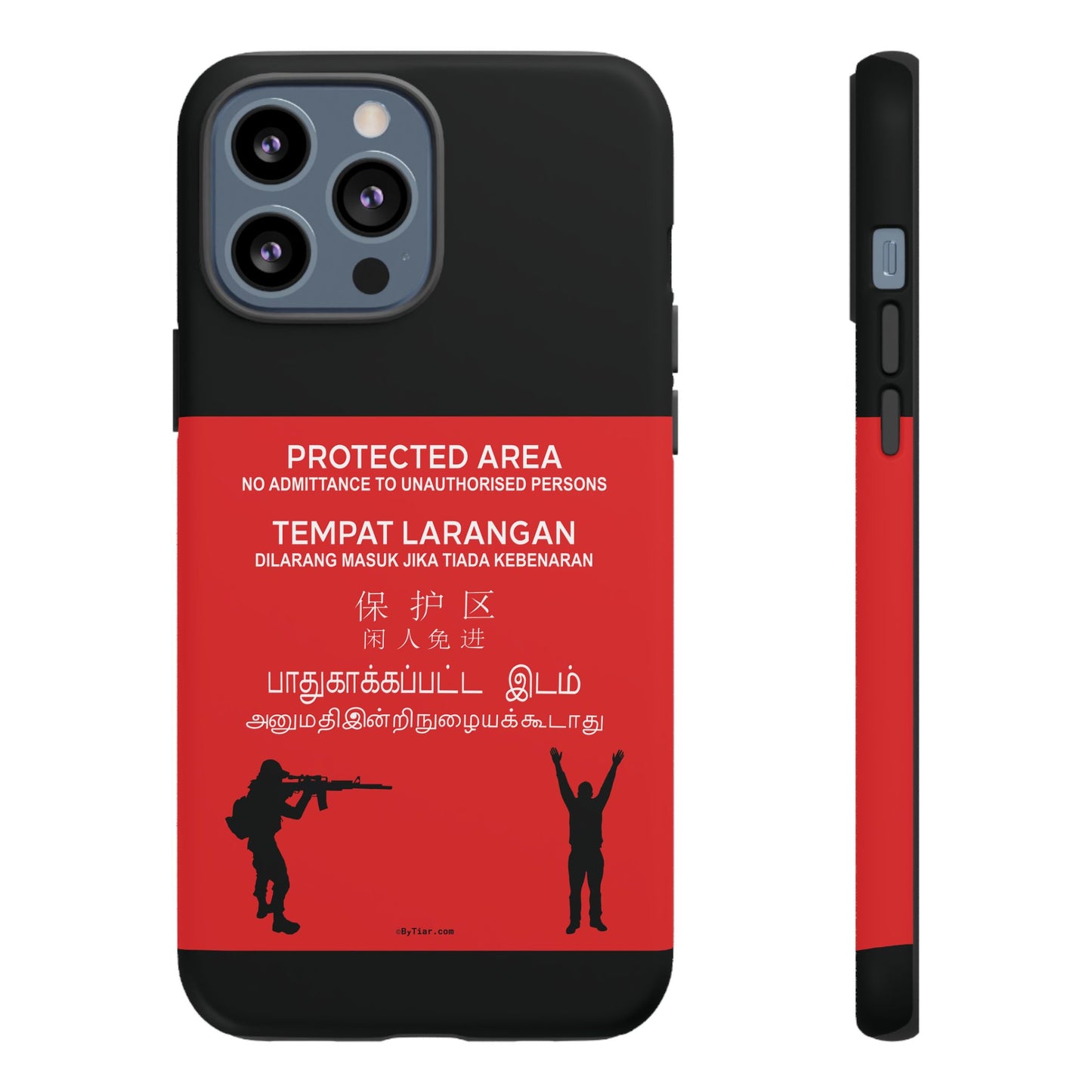 ByTiar "Protected Area" Black Background Phone Case: Tough Cases