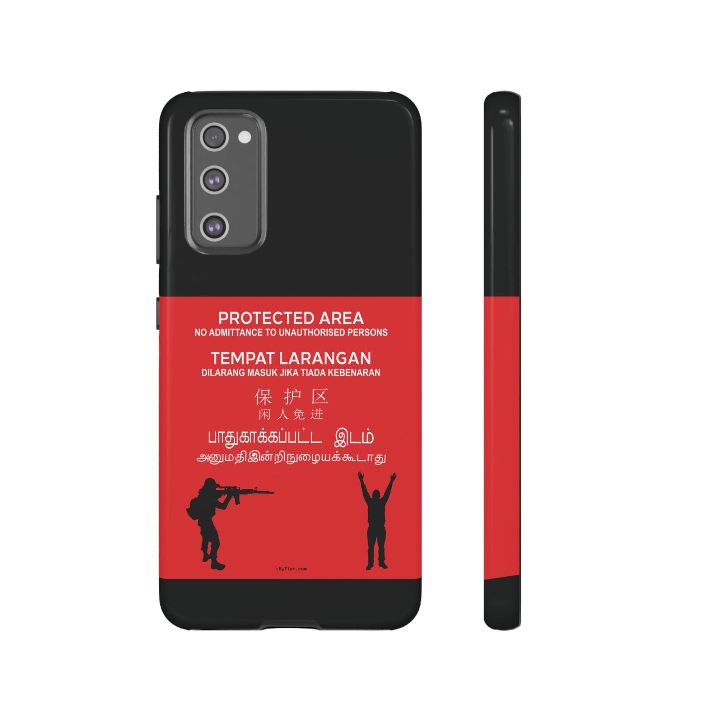 ByTiar "Protected Area" Black Background Phone Case: Tough Cases