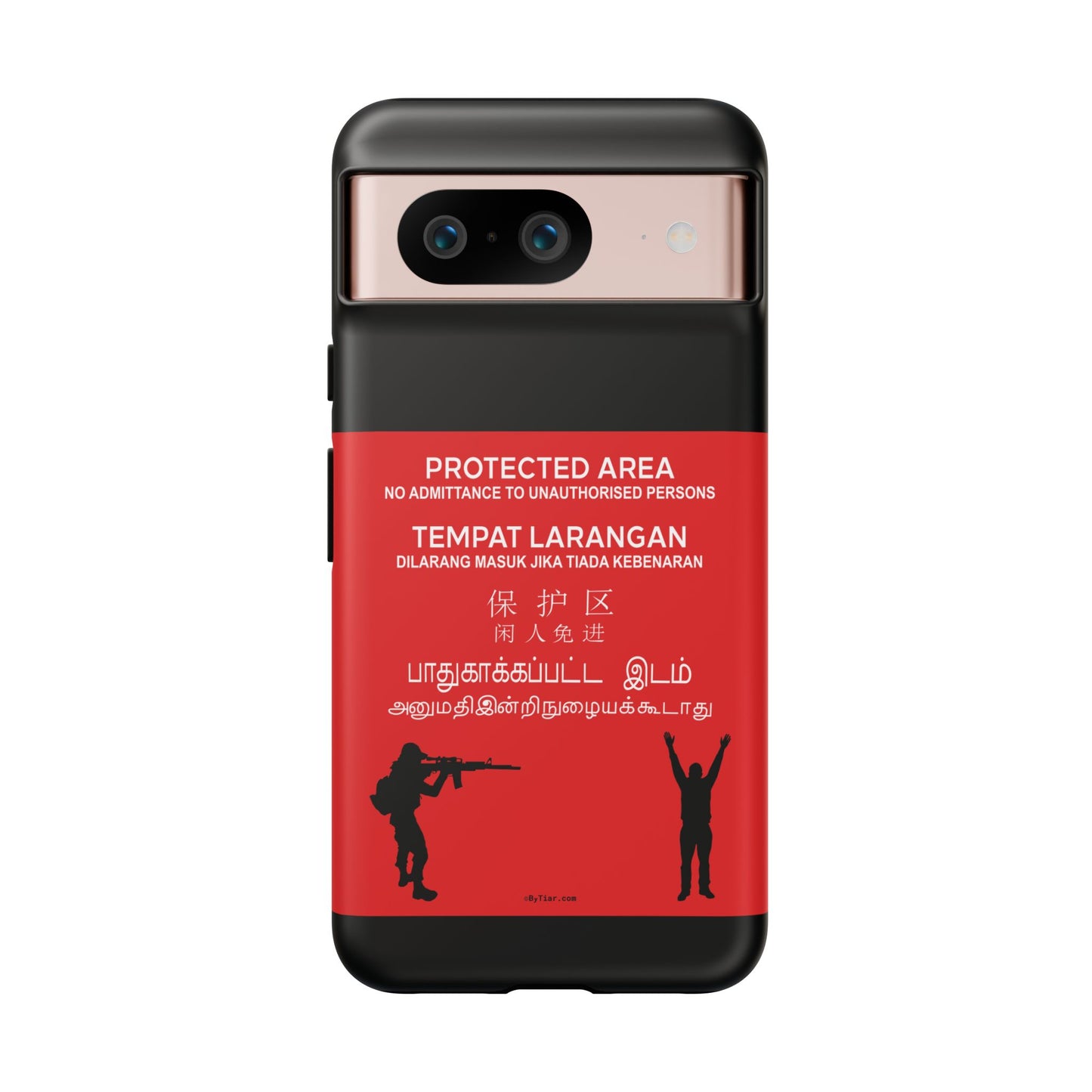 ByTiar "Protected Area" Black Background Phone Case: Tough Cases