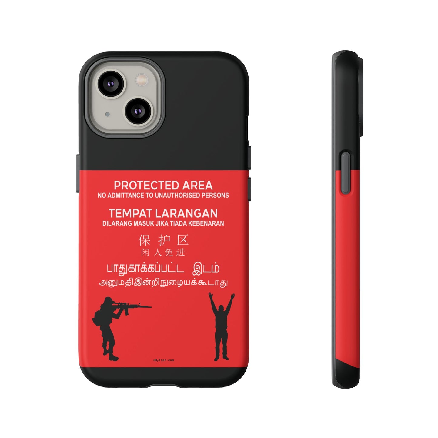 ByTiar "Protected Area" Black Background Phone Case: Tough Cases