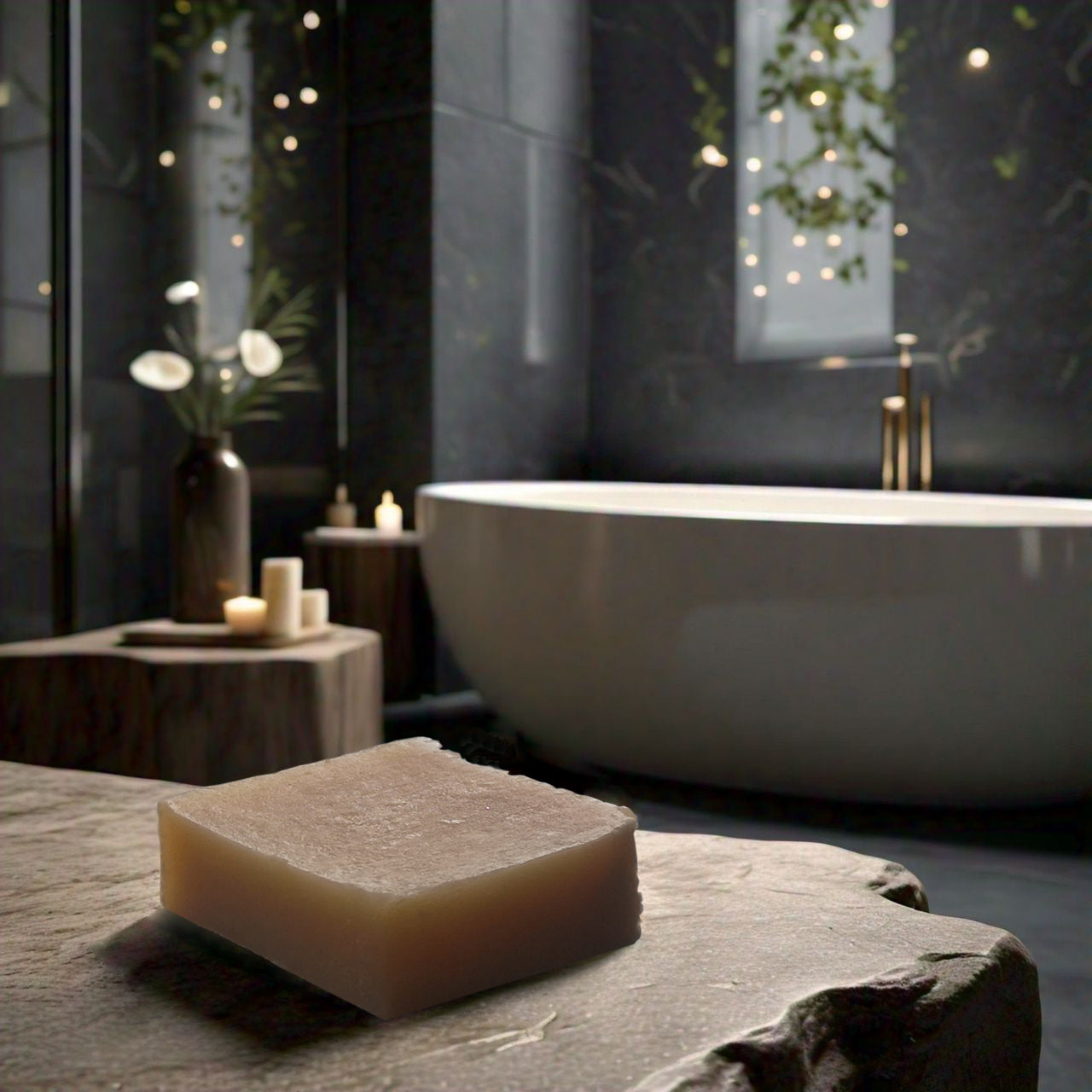 ByTiar soap on a stone slab ready to be used.